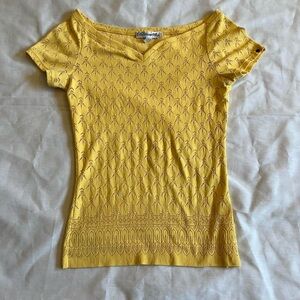 Yellow Lace Knit Women's Top
